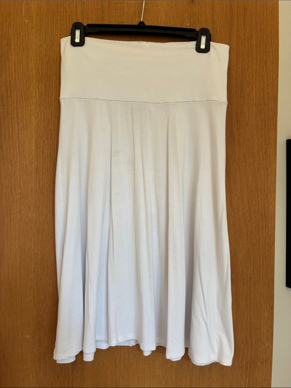 Women's White Skater Skirt with Wide Waistband
